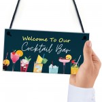 Welcome Cocktail Bar Sign Home Decor Garden Bar Accessories