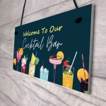 Welcome Cocktail Bar Sign Home Decor Garden Bar Accessories