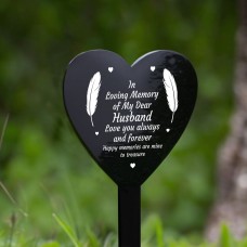 Husband Memorial Grave Marker Acrylic Heart Graveside Stake