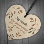 Birthday Christmas Gift For COUSIN Wood Heart Thank You Gift