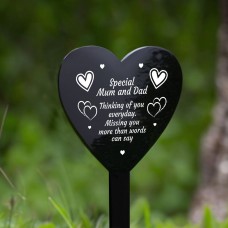 Mum And Dad Memorial Grave Marker Acrylic Heart Graveside Plaque