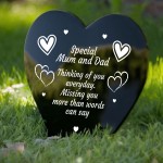 Mum And Dad Memorial Grave Marker Acrylic Heart Graveside Plaque