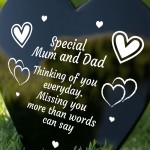 Mum And Dad Memorial Grave Marker Acrylic Heart Graveside Plaque