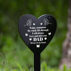 Dad Memorial Graveside Marker Plaque Ornament Black Arylic Heart
