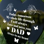 Dad Memorial Graveside Marker Plaque Ornament Black Arylic Heart