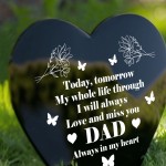Dad Memorial Graveside Marker Plaque Ornament Black Arylic Heart