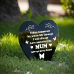 Mum Memorial Graveside Marker Plaque Black Arylic Heart Grave 