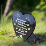 Mum Memorial Graveside Marker Plaque Black Arylic Heart Grave 