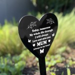 Mum Memorial Graveside Marker Plaque Black Arylic Heart Grave 