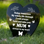 Mum Memorial Graveside Marker Plaque Black Arylic Heart Grave 