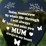 Mum Memorial Graveside Marker Plaque Black Arylic Heart Grave 