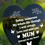 Mum Memorial Graveside Marker Plaque Black Arylic Heart Grave 