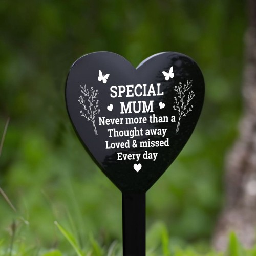 Special Mum Graveside Memorial Marker Acrylic Grave Heart Plaque Special Mum Graveside Memorial Marker Acrylic Grave Heart Plaque