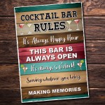 Cocktail Bar Rules Sign Funny Home Bar Plaque Cocktail Gifts