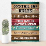 Cocktail Bar Rules Sign Funny Home Bar Plaque Cocktail Gifts