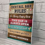 Cocktail Bar Rules Sign Funny Home Bar Plaque Cocktail Gifts