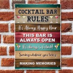 Cocktail Bar Rules Sign Funny Home Bar Plaque Cocktail Gifts