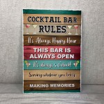 Cocktail Bar Rules Sign Funny Home Bar Plaque Cocktail Gifts