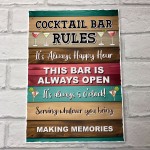 Cocktail Bar Rules Sign Funny Home Bar Plaque Cocktail Gifts