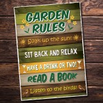 Garden Rules Hanging Wall Plaque For Garden Shed Fence Gift