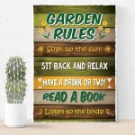 Garden Rules Hanging Wall Plaque For Garden Shed Fence Gift