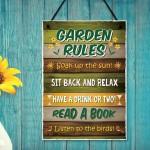 Garden Rules Hanging Wall Plaque For Garden Shed Fence Gift