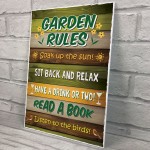 Garden Rules Hanging Wall Plaque For Garden Shed Fence Gift