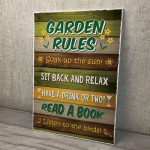 Garden Rules Hanging Wall Plaque For Garden Shed Fence Gift