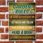 Garden Rules Hanging Wall Plaque For Garden Shed Fence Gift