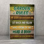 Garden Rules Hanging Wall Plaque For Garden Shed Fence Gift