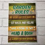 Garden Rules Hanging Wall Plaque For Garden Shed Fence Gift