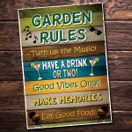 Garden Rules Wall Sign Novelty Garden Shed Summer House Outdoor 