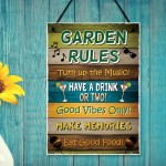 Garden Rules Wall Sign Novelty Garden Shed Summer House Outdoor 