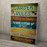 Garden Rules Wall Sign Novelty Garden Shed Summer House Outdoor 