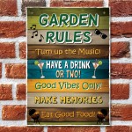 Garden Rules Wall Sign Novelty Garden Shed Summer House Outdoor 