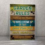 Garden Rules Wall Sign Novelty Garden Shed Summer House Outdoor 