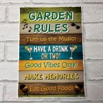 Garden Rules Wall Sign Novelty Garden Shed Summer House Outdoor 