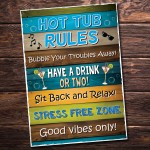 Funny Hot Tub Rules Wall Plaque Novelty Hot Tub Outdoor Garden