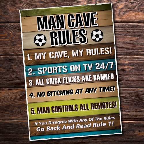 Man Cave Rules Novelty Wall Plaque Home Office Decor Accessories