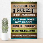 Our Home Bar Rules Funny Wall Sign Accessories for Home Bar Pub