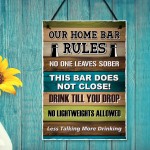 Our Home Bar Rules Funny Wall Sign Accessories for Home Bar Pub