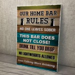 Our Home Bar Rules Funny Wall Sign Accessories for Home Bar Pub