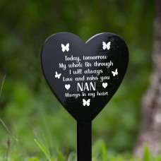 Nan Memorial Plaque Black Acrylic Heart Stake Graveside Memorial