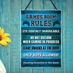 Games Room Rules Novelty Bedroom Wall Plaque Gamer Gift For Boys
