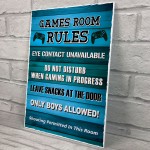 Games Room Rules Novelty Bedroom Wall Plaque Gamer Gift For Boys