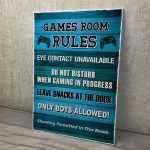 Games Room Rules Novelty Bedroom Wall Plaque Gamer Gift For Boys