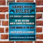 Games Room Rules Novelty Bedroom Wall Plaque Gamer Gift For Boys
