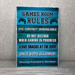 Games Room Rules Novelty Bedroom Wall Plaque Gamer Gift For Boys