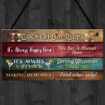Cocktail Bar Rules Novelty Sign For Home Bar Garden Cocktail Bar