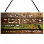 Garden Rules Hanging Wall Sign Garden Bar Signs For Home Bar